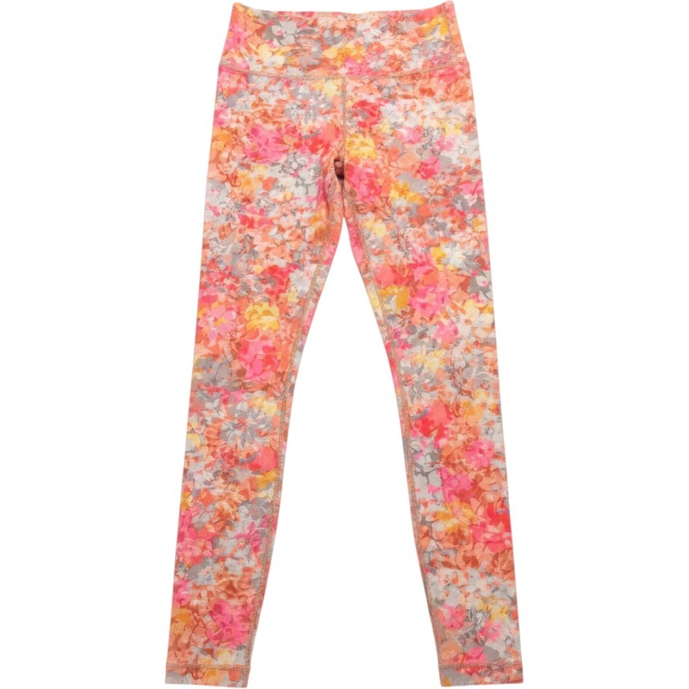 Lululemon High Rise Floral Leggings Pink Orange Yellow Grey Size 2 Full Length
